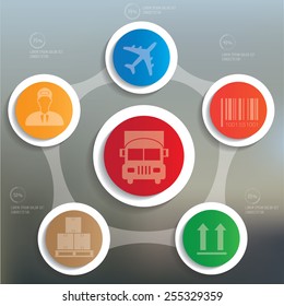 Logistic info graphic design on blur background, clean vector