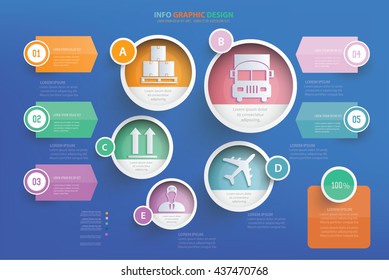 Logistic info graphic design on blue background,vector