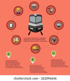 Logistic info graphic flat icons set. Vector illustration