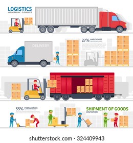 Logistic Infographic Elements Set Transport Delivery Stock Vector ...