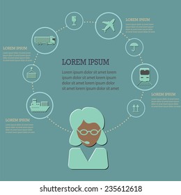 Logistic infographic flat icons set. Vector illustration