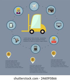 Logistic infographic flat icons set. Vector illustration