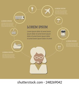 Logistic infographic flat icons set. Vector illustration