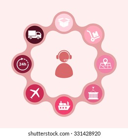 Logistic infographic template with connected metaballs, stock vector