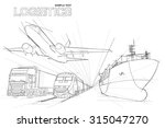 logistic in line drawing style on white background,logistics background
