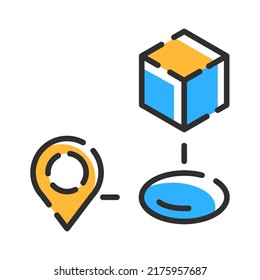 Icono de línea logística. Logo de entrega en color. Ilustración del contorno del vector