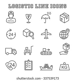 iconos de línea logística, símbolos mono vectoriales