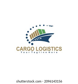 Logistic Logo. Creation Logo Design For Transport Logistic. Flat Style Logo Design Template. Vector Illustration. Export Import Logo