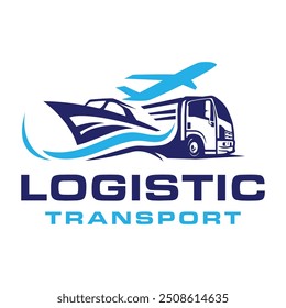 Logistic logo design template. Freight, Airplane, Truck logo design business.