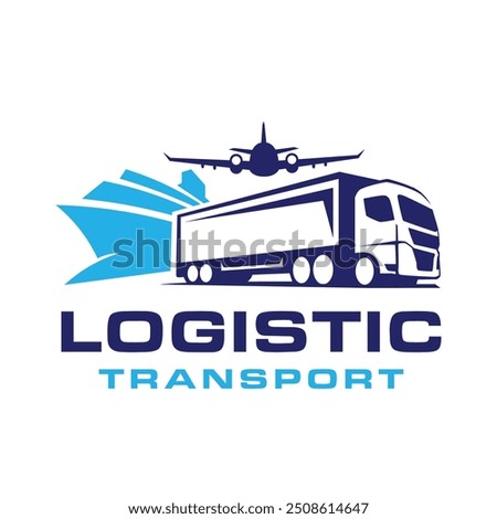 Logistic logo design template. Freight, Airplane, Truck logo design business.