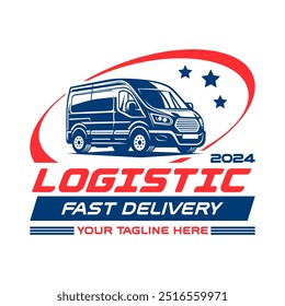 Logistic logo emblem template vector isolated. Transport cargo delivery logo. Cargo and delivery logo emblem isolated. Monochrome label logo for logistic.