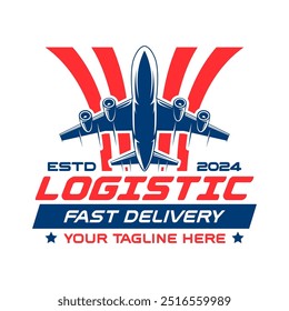 Logistic logo emblem template vector isolated. Transport cargo delivery logo. Cargo and delivery logo emblem isolated. Monochrome label logo for logistic.