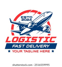 Logistic logo emblem template vector isolated. Transport cargo delivery logo. Cargo and delivery logo emblem isolated. Monochrome label logo for logistic.