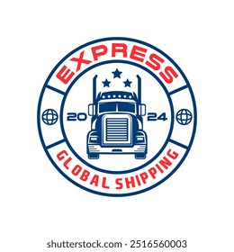 Logistic logo emblem template vector isolated. Transport cargo delivery logo. Cargo and delivery logo emblem isolated. Monochrome label logo for logistic.