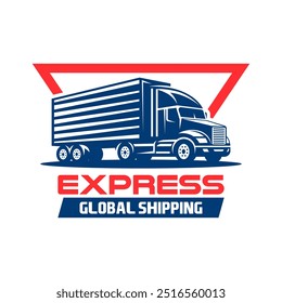 Logistic logo emblem template vector isolated. Transport cargo delivery logo. Cargo and delivery logo emblem isolated. Monochrome label logo for logistic.