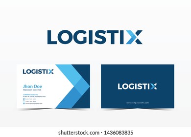 Logistic logo formed move forward symbol in letter X  with blue color