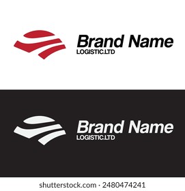 Logotipo Logístico, Medio Mundo (Representa Envío WorldWide) Colores y Estilo Blanco Negro aislado sobre fondo dual. Elemento de Plantilla de diseño de logotipo de Vector plano para logotipo logístico o marca logística 