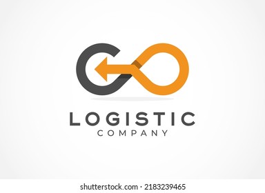 Logistic logo. letter G ang O and infinity icon combination, Flat style Logo Design Template, vector illustration