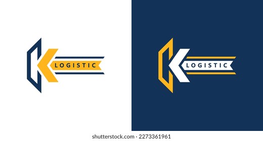 Logistic Logo, Letter K, and Arrow Icon. K Logistics Logo. Flat style logo design template. Vector illustration