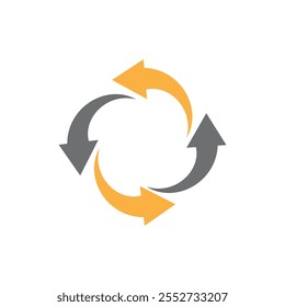 Logotipo logístico. letra O del espacio negativo de dos flechas, Plantilla plana del logotipo del diseño, Ilustración vectorial