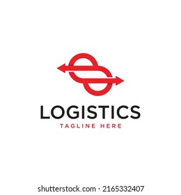 Logistic logo, letter s, and arrow combination, Flat style Logo Design Template, vector illustration