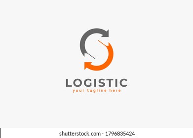 Logistic Logo. letter S from negative space of two arrow, flat design logo template, vector illustration