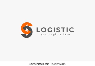 Logistic Logo. letter S from two arrow combination with negative space energy icon inside, design logo template, vector illustration
