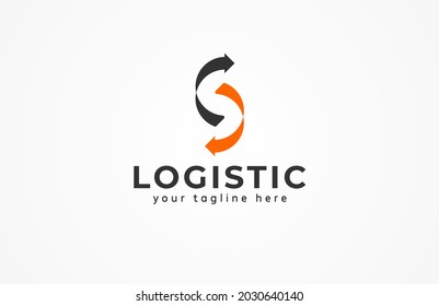 Logistic Logo. letter S from two arrow combination, arrow design logo template, vector illustration