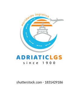 Logistic logo template, orange teal color transport logo design