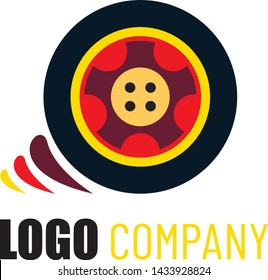 Logistic logo with wheel. Vector illustration isolated.
