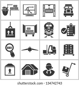 logistic management and shipping icons set