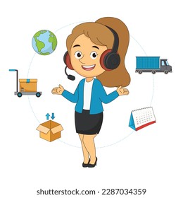 Logistic manager infographic delivery cargo