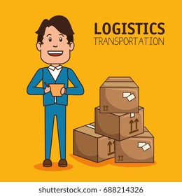 logistic manager infographic delivery cargo