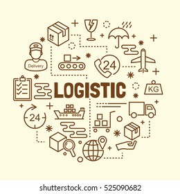 logistic minimal thin line icons set, vector illustration design elements