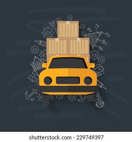 Logistic on blackboard background,vector