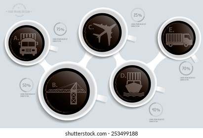 Logistic on coffee info graphic design,clean vector