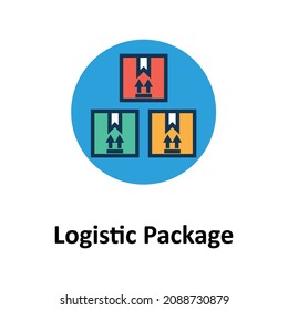 Logistic Package  With Crane Outline with fill colors vector icon editable

