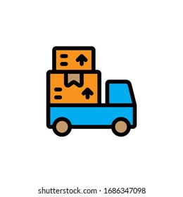 Logistic Packaging Truck Icon, Logo, Vector