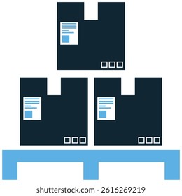 Logistic pallet icon vector for goods stacking, warehouse movement, and freight organization. Ideal for cargo handling, storage logistics, and export import supply chain illustration.