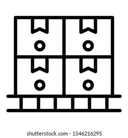 Logistic parcel on pallet icon. Outline logistic parcel on pallet vector icon for web design isolated on white background