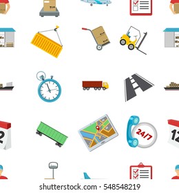 Logistic pattern icons in cartoon style. Big collection of logistic vector symbol stock illustration