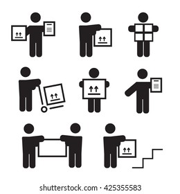 Logistic people pictograms. Logistic worker, man delivery eps10