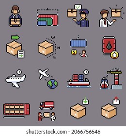 Logistisches Pixelsymbol für Website, Anwendung, Druck, Dokument, Plakatdesign usw.
