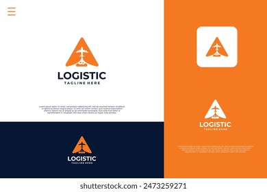 Logistic plane express transportation logo design