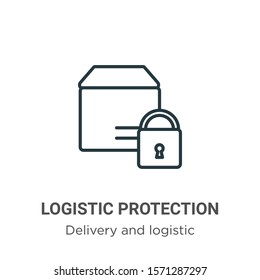 Logistic protection outline vector icon. Thin line black logistic protection icon, flat vector simple element illustration from editable delivery and logistic concept isolated on white background