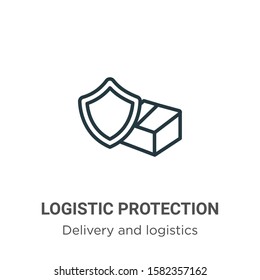 Logistic protection outline vector icon. Thin line black logistic protection icon, flat vector simple element illustration from editable delivery and logistics concept isolated on white background