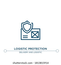 icono de vector de contorno de protección logística. ilustración de elemento simple. icono de esquema de protección logística a partir del concepto de entrega editable. se puede usar para web y móvil
