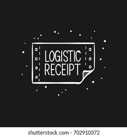 Logistic receipt icon in doodle sketch lines. Send, shipping, delivery 