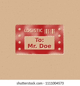 Logistic receipt icon in halftone style. Grunge background vector illustration.