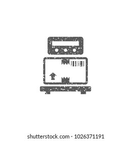 Logistic scale icon in grunge texture. Vintage style vector illustration.